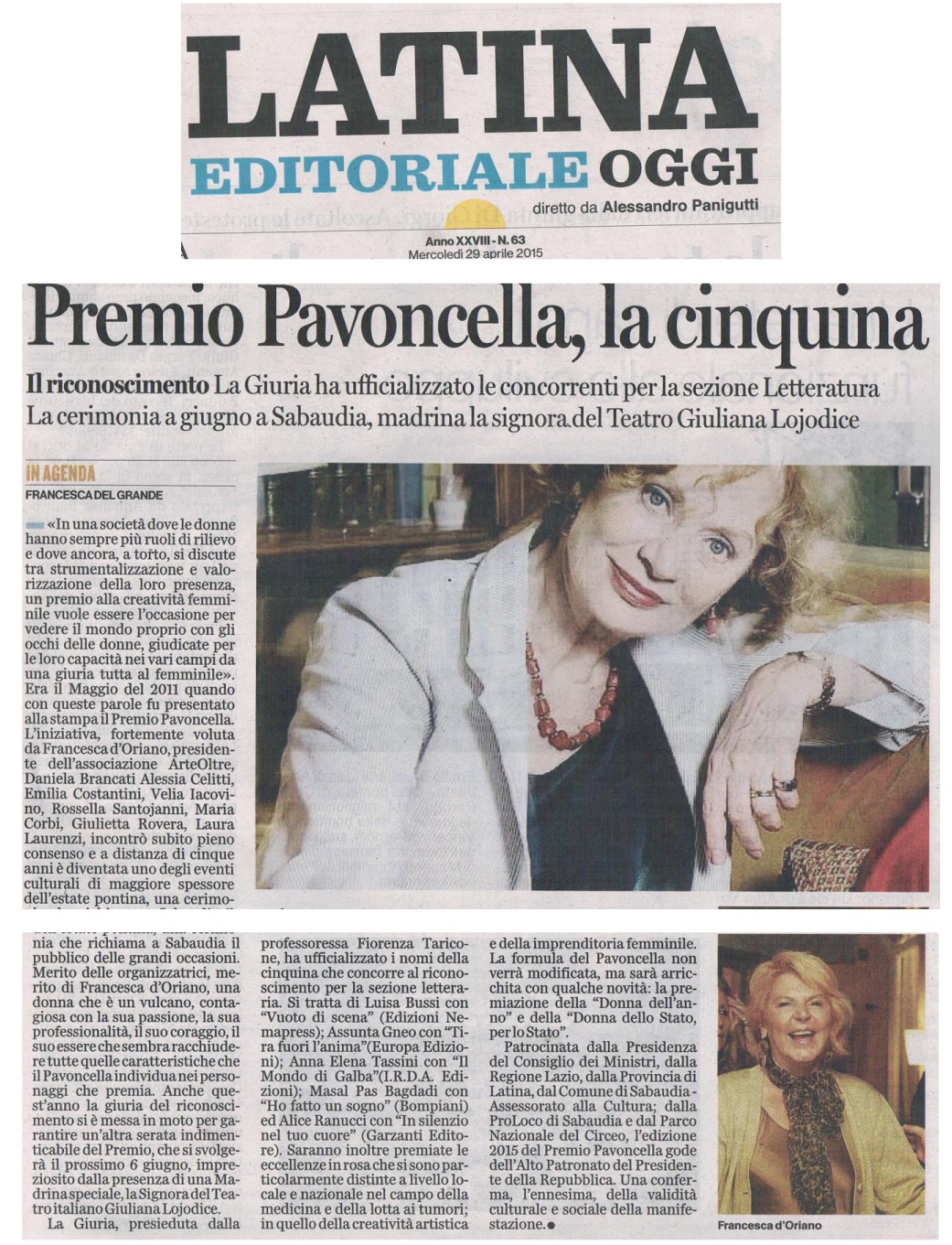 Latina Editoriale Oggi: 29 Aprile 2015